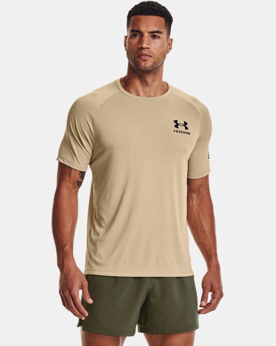 Men's UA Tech™ Freedom Short Sleeve T-Shirt, Brown, pdpMainDesktop image number 0